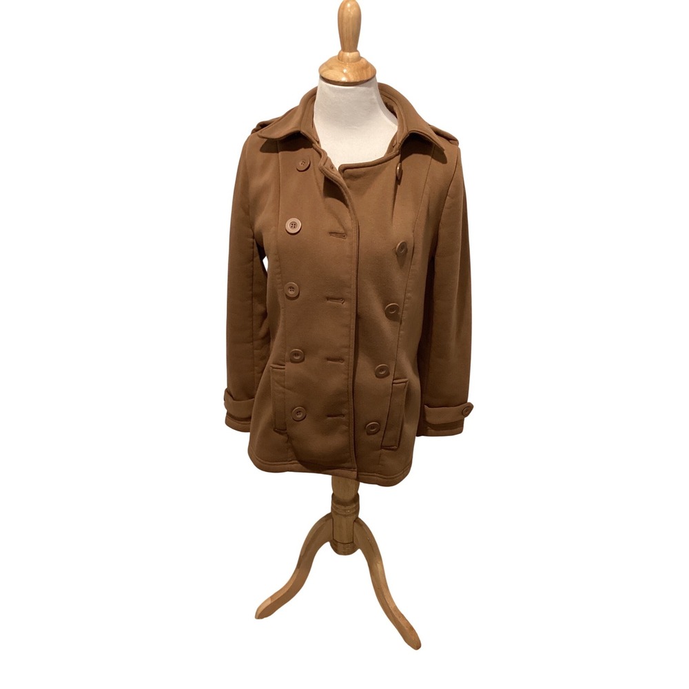 Ci Sono Los Angeles Camel‎ Peacoat Sherpa Lined Double Breasted Jacket CF06F L